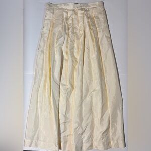 100% silk vintage Helene Sidel butter yellow cream midi pleated skirt S luxury